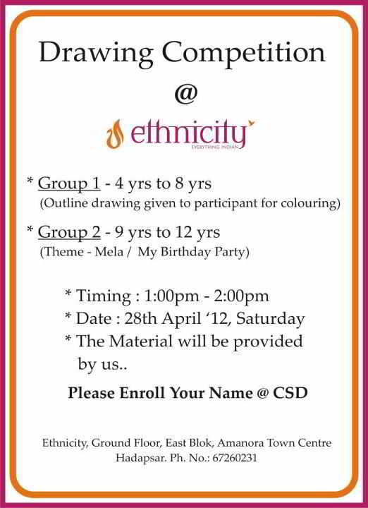 Drawing Competition for kids at Ethnicity, Amanora Town Centre