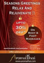 Christmas & New Years Offer - Upto 30% off on Body & Foot Massages. Offer valid only at AromaThai Foot Spa outlets in Mumbai & Pune