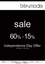 tresmode Sale, Independence Day Offer, 60% + 15% off, 14 to 18 August 2013