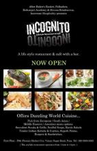 The INCOGNITO - Lifestyle Restaurant & Cafe with a bar is now open at the Phoenix Marketcity Mall, Viman Nagar Pune. Offers Dazzling World Cuisine .. Pick from European, South Asian, Middle Eastern, American Food, Succulent Steaks & Grills, Soulful; Soups, Exotic Salads, Tender Indian Kababs & Curries, Superb Pizzas, Burgers and Sandwiches. 