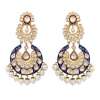Embeded in 24 K Yellow Gold, earrings with Meenakari, uncut diamonds and South Sea Pearls by Bikaneri Jewels